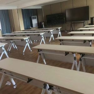 Wooden Folding Conference School Student Staff Training Table With Wheels