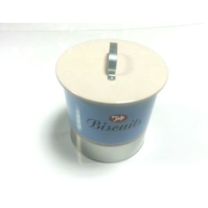 White / Blue Tin Cookie Containers With Lid / Cover , 162x175 MM