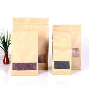 Open Window Brown k Flat Bottom Zipper Pouch