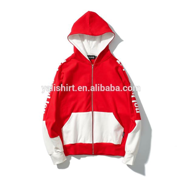 Retro hip hop mens contrast panel print sleeves hoodies streetwear