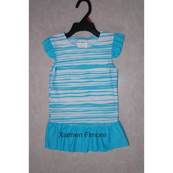 Buy 2016 children cute girl's strip with flounce printed one pieces swimming suit at wholesale prices