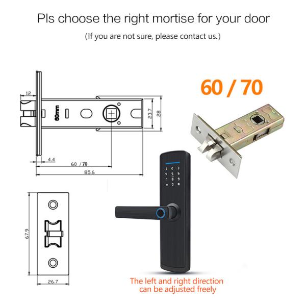 Electronic Fingerprint Smart Door Locks Automatic Locking 65mm For Home Office