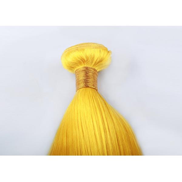Customized Yellow Silk Straight 100% Human Hair Extensions Long Lasting Cuticle Aligned