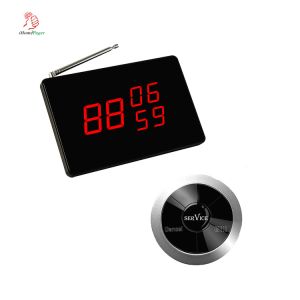 Quality 433.92Mhz restaurant wireless table service calling system 3 keys button and display paging system for sale