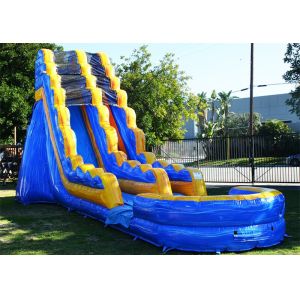 Quality Backyard 15x36ft Pvc Blue Inflatable Water Slide With Pool for sale