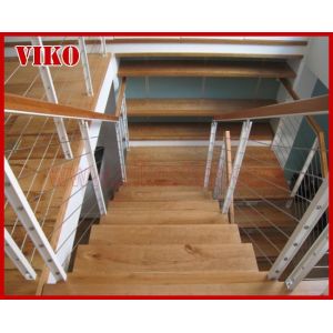 Steel Cable Stair VK71SC Aluminum Baluster Treed BeechGlass Handrail 304