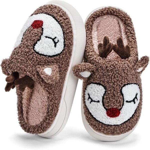 Kids Boys Indoor Slippers with Breathable Faux Fur Lining with Fun Designs