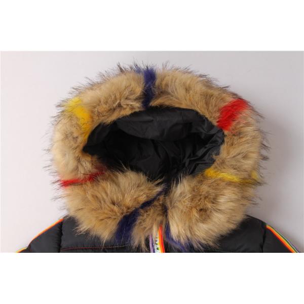 Junior Girls longline coats, Children's longline jacket, Hood Fur, Rainbow zipper