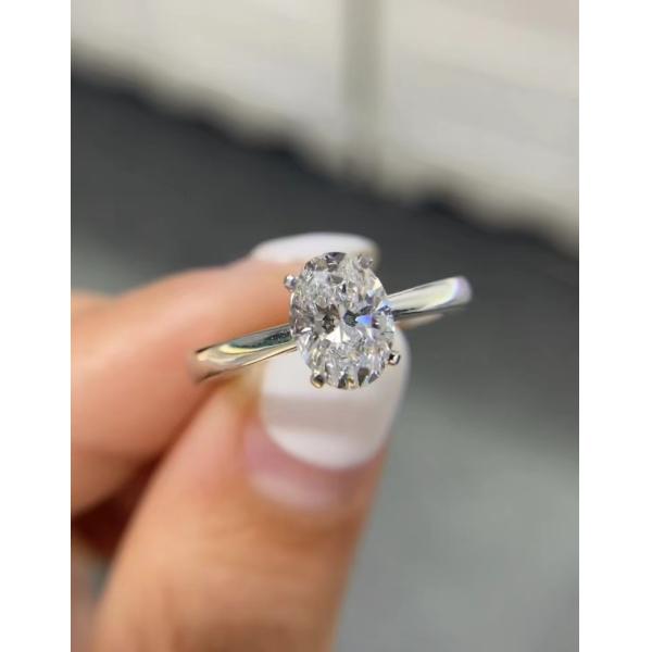 White Oval Diamond Ring Engagement Wedding Rings Lab Grown Diamond Rings