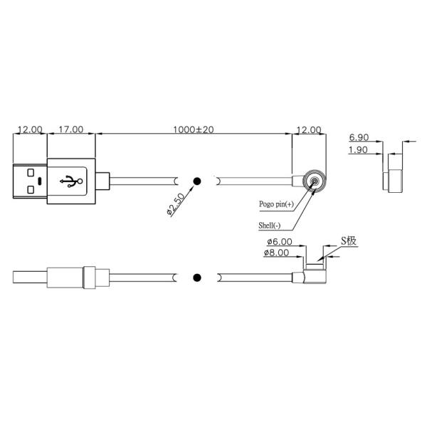 Black TPE 90A Round Male And Female Magnetic Cable Connector With OD6.0MM