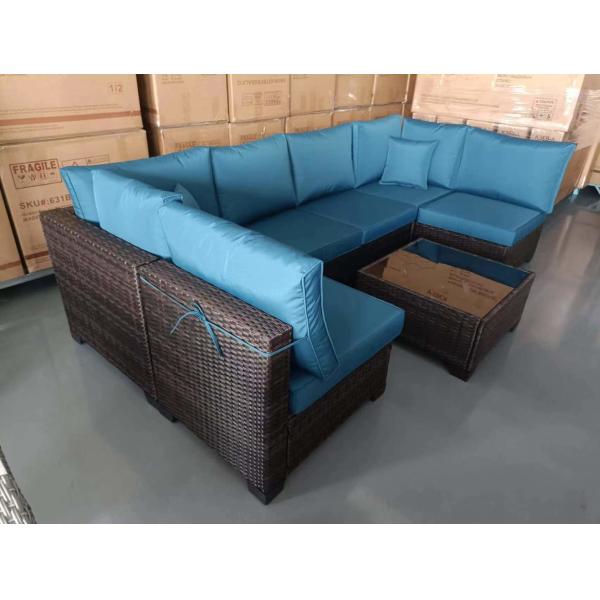 Garden Furniture Rattan Sofa Set Rope Outdoor Leisure Sofa Set Black Wicker Setsrn Set