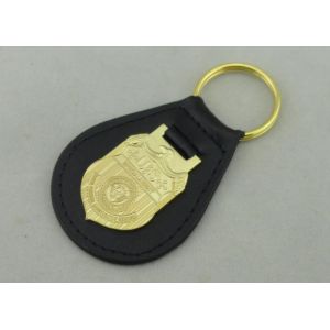 3D NCIS Personalized Leather Key Chain With Gold Plating Emblem
