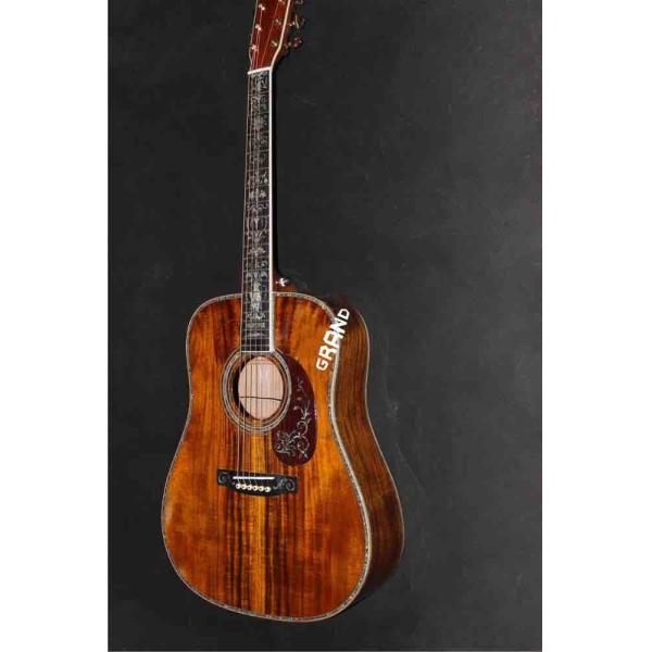 AAAA all solid koa wood guitar dreadnought body solid koa acoustic electric guitar abalone binding ebony fingerboard EMS