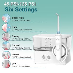 H2ofloss Portable Oral Irrigator with 570ml Water Tank 2500mAh Battery and 5