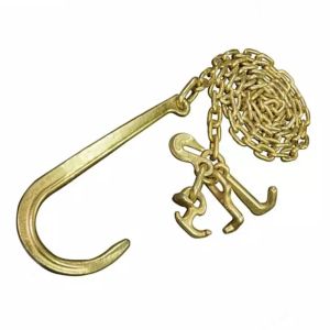 China Diameter 8mm Black Yellow Galvanized Transport Chain Towing Chains with Hooks on sale