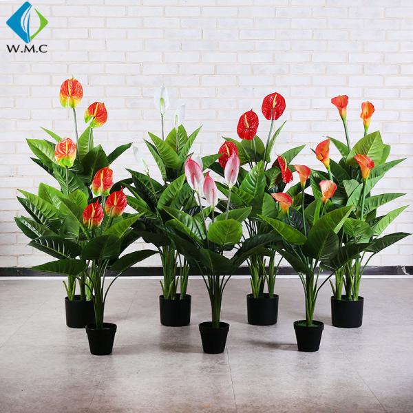 Buy Customized Faux Potted Plants , 1m Height Potted Artificial Calla Lily at wholesale prices