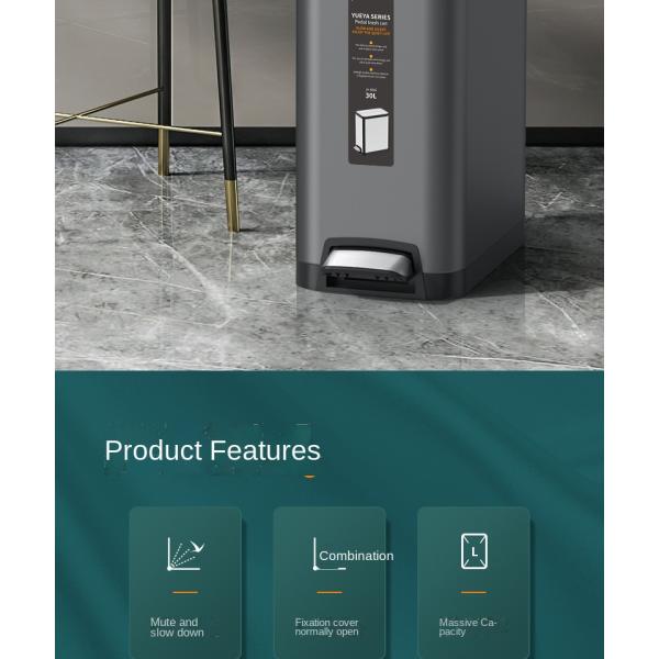 Manufacturer Living Room Household Large-capacity Kitchen Bathroom Crimped Deodorant Pedal Stainless Steel Trash Can with Lid