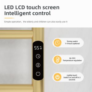 Gold Wall Mount HEATED Towel Warmer with Sleek Round Tube Design and Free