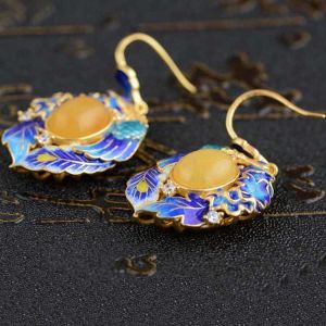 Quality Retro 925 Silver Blue Enamel Mellite Drop Dangle Earrings(TRS30731) for sale