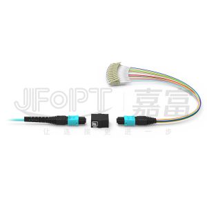 SENKO MPO LC Breakout Cable Low Loss Insertion Aqua/Beige Connector 850/1300nm 0