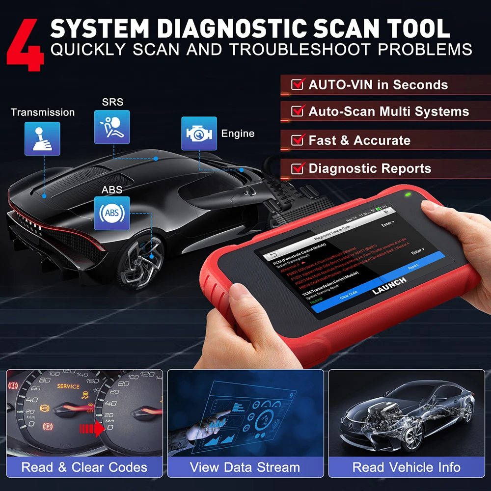 2024 New- LAUNCH X431 CRP123E V2.0 Car OBD2 Diagnostic Tools Auto OBD Scanner ABS SRS Engine AT+ 7 Reset Service Free Up