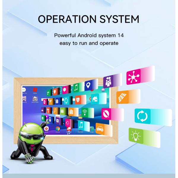 15.6Inch RK3568 4+32GB Wall Mounted Advertising Tablet NFC POE Touchscreen Business Wooden Frame Android14 Tablet