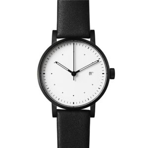 Professional Big Dial Leather Wrist Watch With Date , Japanese Movement