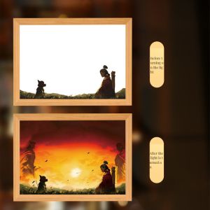 Customized Logo Black Myth Monkey King Journey to the West Night Light with Wood