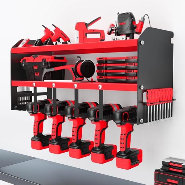 Stocked Heavy Duty Metal Power Tool Organizer Storage Wall Mount Upgrade Your Workshop