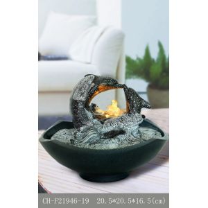 Simple Two Dolphins Inside Waterfalls Fountains