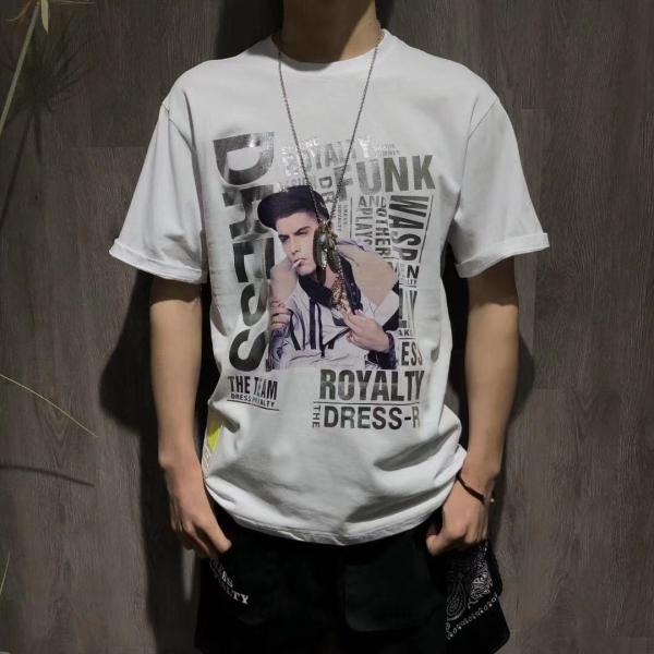 100% Cotton Mens Hip Hop Style T Shirts Round Neck Custom Printing