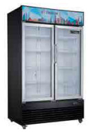 Vertical Double Door Beverage Cooler Refrigerator 430L Capacity Fashionable