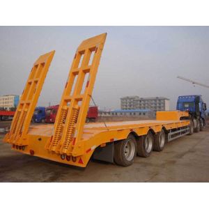 Transporting Construction MAchinery ISO CCC Low Flat Bed Trailer With 3 FUWA