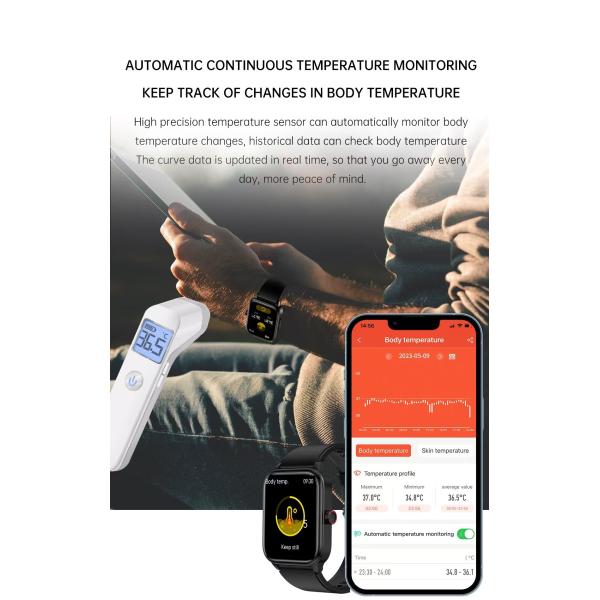 ET540 Health Monitoring Smart Watch 1.85 Inch BT Call Blood Oxygen Fitness For Men