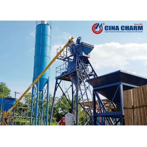 HZS50 concrete batching plant stationary hopper lift mini cement concrete mixing