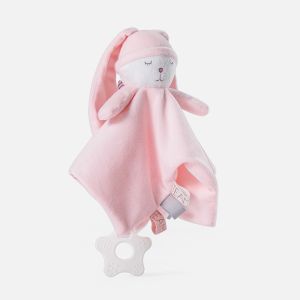 Skin Friendly Baby Security Blanket 50x70cm With Animal Plush Toy
