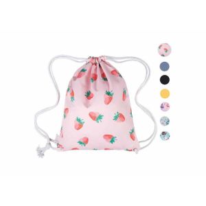 customized Pink digital full Printed Drawstring Backpack With Adjustable Straps
