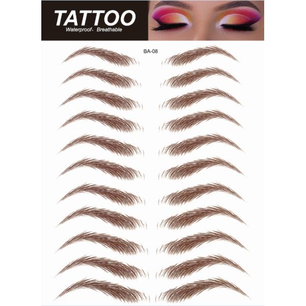 Custom 6D Waterproof Immerse-in-Water Embroidery Temporary Fashionable Natural Simulation Eyebrow Tattoo Stickers Paper for Face