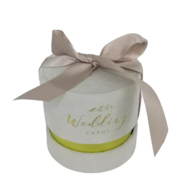 Buy Customized D8*H7.7CM Grey Board Round Gift Box for Wedding Party Favors Decor at wholesale prices