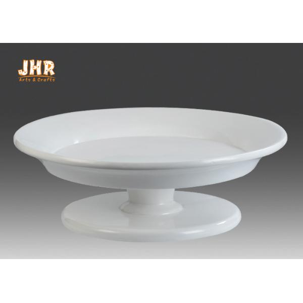 Footed Glossy White Fiberglass Centerpiece Table Vases Flower Serving Bowl