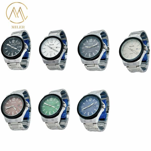 New Model 7 Dail Color Waterproof Quartz Movement Watch with Stainless Steel Strap