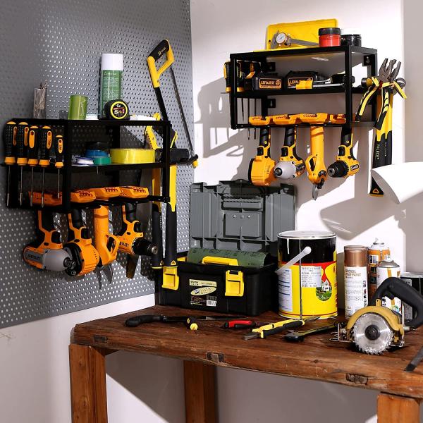 Garage Utility Shelf Organization Three-layer Heavy Duty Metal Cordless Tool Storage Rack