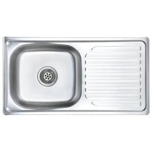0.6mm Single Bowl Topmount Kitchen Sink With Drainboard Electroplated