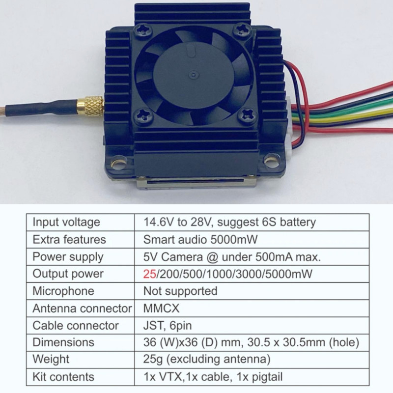 UAV Video Transmitter AKK 5W FPV VTX 96CH Video Transmitter Support Smart Audio Video Link