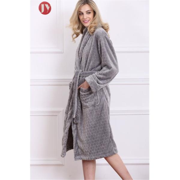 Luxury Flannel Fleece Robe Long Sleeve Nightwear Heated Bathrobe Nightdress