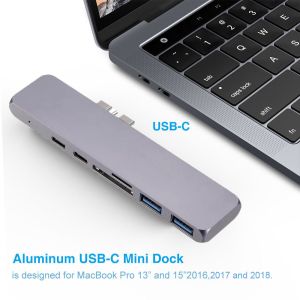 Thunderbolt 3 dual usb-c hub with SD Card reader for 2016 / 2017 / 2018MacBook