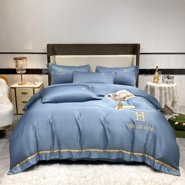 Customized Washed Silk Embroidery Sheet Sets for Luxury Satin Silk Bedding ADS04