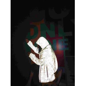 Silver Reflective Fabric Roll Retro Spandex Polyester Black Light Hi Vis