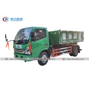 China 6t Dongfeng Hydraulic Hook Lift Garbage Truck With Auto Tipping on sale