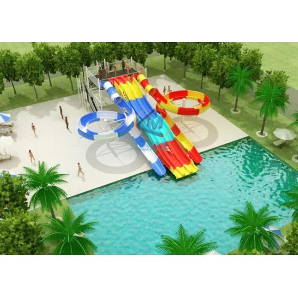 Buy Custom Height Water Park Slide Design Symmetrical Layout 0.9m Pool Depth at wholesale prices